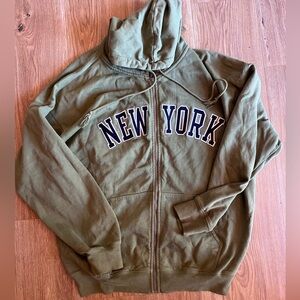John Galt olive green New York zipped hoodie